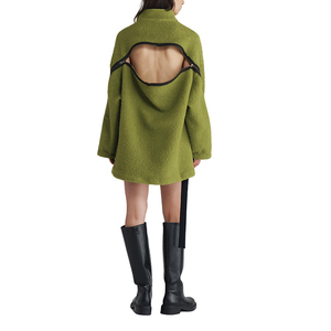 Sudadera de Felpa Personalizada de Alta Calidad, Holgada, Cuadrada, Extra Grande, con Media Cremallera, Cremallera en la Parte Trasera de la Manga, Gruesa, para Mujer - Product Image 6