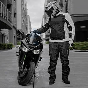 Veste de moto respirante pour homme, veste de moto de sport double, veste de moto de protection pour la conduite en tourisme, veste en cuir grise - Product Image 4