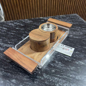 Ensemble de brûleurs Bakhoor en bois faits à la main de qualité supérieure avec boîte plateau en acrylique porte-encens arabe pour mariages religieux et décoration intérieure - Product Image 3