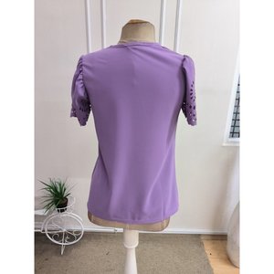 Blusa da donna a maniche corte con scollo a V e maniche in pizzo, modello Dubai, 36553 - <span class=keywords><strong>Lilla</strong></span> - Product Image 6