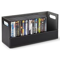Boîte de rangement pour DVD en similicuir, organisateur vertical pour CD, jeux vidéo, avec poignée, pour salle de divertissement