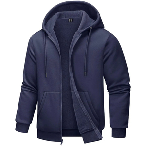 Wholesale Custom Breathable Eco-Friendly <b>Winter</b> <b>Hoodies</b> Men Polyester/Cotton French Terry Pockets Patch Embroidery Zip-Up - Product Image 2