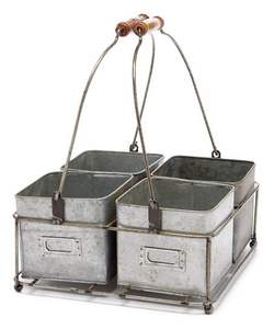 Juego de 3 macetas rústicas galvanizadas para jardín doméstico, macetas decorativas con macetas de diseño personalizado pintadas a mano - Product Image 4