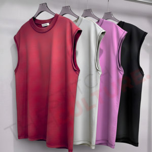 Heavyweight Vintage Washed French Terry Sleeveless Boxy <b>Cropped</b> Tank <b>Top</b> <b>Mens</b> Raw Edge Streetwear - Product Image 1