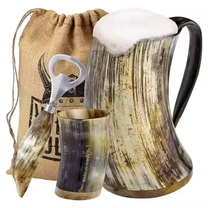Admirable Natural vikingo tallado trabajo vasos de acero inoxidable beber cuerno tazas para cerveza vino agua pulido buey cuerno de búfalo - Product Image 3