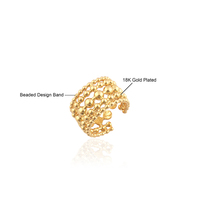 Bague de perles de créateur bijoux en métal uni boule de perles large bande bague empilable en laiton massif plaqué or bagues réglables