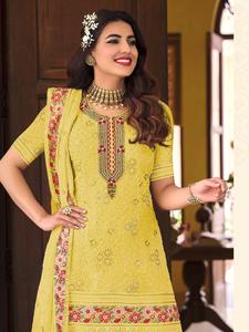 Salwar Kameez เสื้อผ้างานหนัก,ชุดงานเลี้ยงหนัก Sarara Gharara Sharara Shalwar Kameez Kurti ราคาถูกสไตล์ปากีสถานอินเดีย - Product Image 2