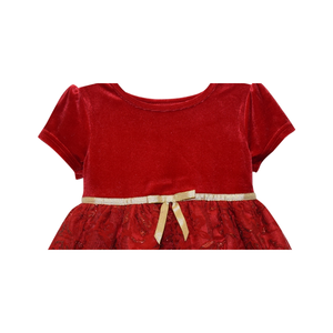 Vestido de Terciopelo con Volantes para Niñas Pequeñas Blueberi Boulevard, Talla 6-9 Meses, Atuendo Rojo para Bebé Niña - Product Image 2
