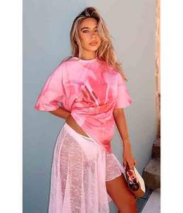 Camiseta Rosa Extra Grande con Estampado Veraniego Ecológica Más Vendida para Mujer - Product Image 1