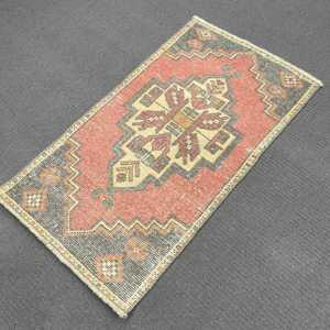 1.7x3 ft Turkish Vintage <b>Red</b> Moroccan <b>Wool</b> Rug Eco-Friendly Patchwork Design with Latex Backing - Product Image 3
