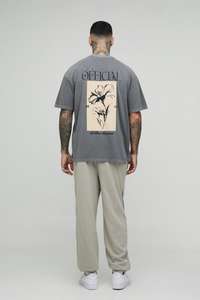 2025 ropa de calle de gran tamaño personalizada de calidad Premium para hombres estampado Floral lavado carbón 100% algodón hilo largo teñido de gran tamaño - Product Image 4