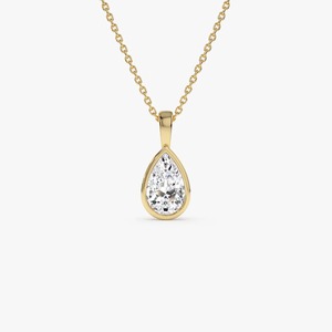Magnífico colgante clásico con diamante cultivado en laboratorio en forma de pera con engaste de bisel, 1.00 Ct E-F VS, oro de 14K, para regalo de fiesta de compromiso - Product Image 1