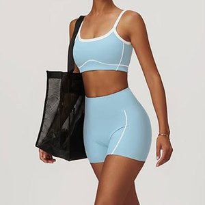 Ensemble de yoga pour femmes Bretelles convertibles Encolure carrée Dos nu Polyester/coton Respirant Séchage rapide Écologique Utilisation en extérieur - Product Image 6