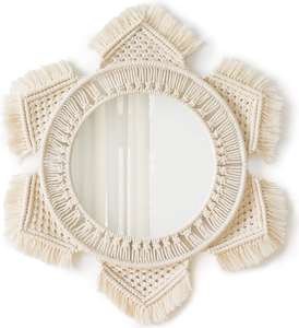 Miroir mural en macramé en forme de coeur aspect standard finition naturelle décoration de Noël colorée et décorative - Product Image 6