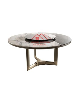 Meubles de Table basse ronde de salon de placage d'acier inoxydable de haute couture dans l'ensemble de Table basse de cadre de couleur d'or - Product Image 1