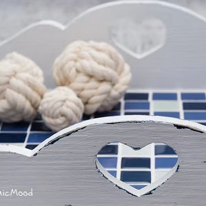 Plateau moderne en bois de noyer pouf avec poignées plateau de service pour la décoration de salon idée cadeau pour la maison - Product Image 1