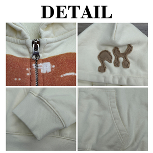 เสื้อฮู้ดซิปรูดซิปลายกราฟิกสำหรับผู้ชายเสื้อแนวสตรีทแขนยาวทรงครอปรูดซิปรูดติดพลอยเทียมสำหรับผู้ชาย - Product Image 6