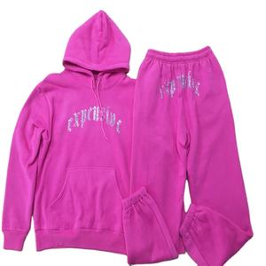 Conjuntos Deportivos Personalizados con Logotipo, Pantalones Deportivos con Diamantes, Joggers y Sudaderas para Mujer, Conjunto Deportivo con Pedrería - Product Image 1