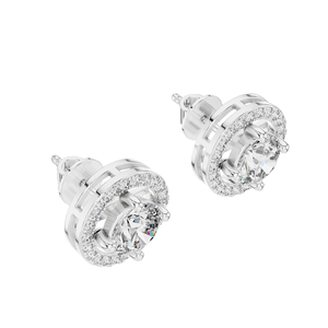 Boucles d'oreilles clous halo en diamant de laboratoire 2,53 CT, taille brillant rond VVS-VS EF CVD, or 18 carats, 14 carats, 10 carats et argent 925, rose, jaune - Product Image 6