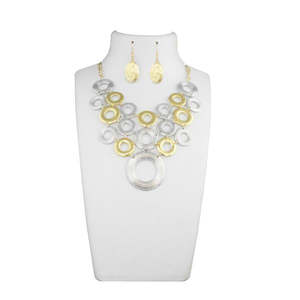 Urthn Fine Jewelry <b>Set</b>-<b>Silver</b> and Gold Bib Statement <b>Necklace</b> 1109903B - Product Image 1
