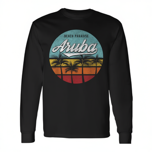 Camiseta de Manga Larga con Diseño Retro de Aruba, Caribe, Vacaciones en la Playa, Crucero, Estilo Vintage, Ropa Promocional de Viaje - Product Image 2