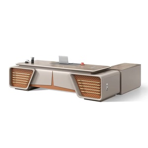 Escritorio de Computadora de Madera Ajustable de Primera Calidad, Moderna Estación de Trabajo Comercial para CEO con Estantería Extensible para Almacenamiento, Ecológico - Product Image 1