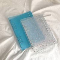Mini Carpeta de Anillas con Luz Intermitente, Cubierta para Archivador, Carpeta de Hojas Sueltas, Cierre de PVC, 6 Anillas