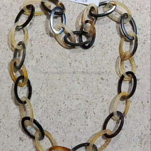 Collier de chaîne en corne de buffle naturelle fait à la main superbe motif d'ancre vintage avec anneau pour les occasions de cadeaux - Product Image 1