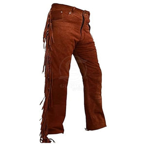 Pantalons pour hommes sur mesure, design unique, best-seller, pantalon en cuir suédé à franges lavées en gros - Product Image 2