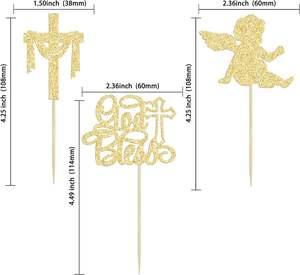 Décorations de cupcakes mignonnes en forme de croix, avec inscription « Dieu vous bénisse », pour la première <span class=keywords><strong>communion</strong></span> des enfants, décoration de gâteaux - Product Image 6