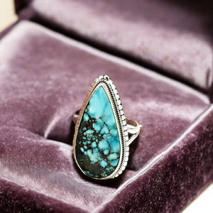 Bague en pierres précieuses turquoise naturelle bleu ciel pour cadeau de noël en argent sterling 925 bijoux en gros bagues fines fournisseurs inde - Product Image 5