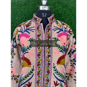 เสื้อคลุมผ้าทอมืออินเดียแบบยูนิเซ็กซ์ ผ้าฝ้ายคัดพิเศษ แจ็คเก็ตฤดูหนาวแบบสั้น พร้อมงานปักมือ สำหรับงานปาร์ตี้ ผลิตตามแบบ ODM สำหรับผู้หญิง - Product Image 5