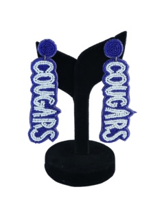 Pendientes de aro con cuentas clásicas del fabricante indio Día del juego Diseño de cuentas tejidas azules y blancas Patrón de borlas Regalo de fiesta Exportación - Product Image 5