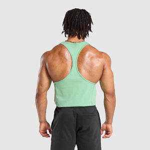 Street Wear Ras Du Cou 100% Coton Sans Manches Gym Lavé À L'acide En Détresse Broderie Patch Logo Personnalisé Débardeurs Hommes - Product Image 3