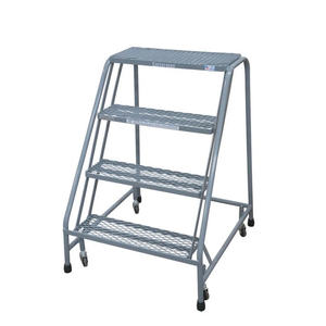 2 <b>Step</b> Rolling Ladder Without Handrail Compact Steel <b>Step</b> <b>Stool</b> Vietnam Manufacturer ISO Sedex Spring Loaded Casters OEM - Product Image 4