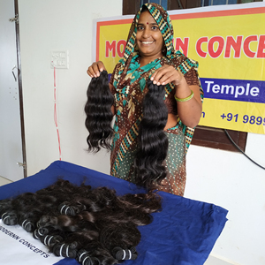 100% máquina virgen cruda sin procesar doble trama Bodywave templo indio extensiones de cabello humano onda Natural disponibilidad al por mayor - Product Image 6