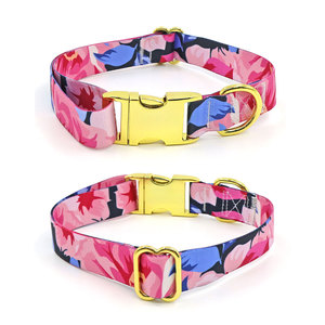 Collier pour chien avec logo personnalisé, imprimé géométrique, nylon, polyester, fermeture à boucle, style moderne réglable pour chiens, toutes saisons - Product Image 1