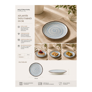 Assiette à dessert en céramique Atlantis 19 cm, assiette de service élégante et moderne pour les fêtes - Product Image 1