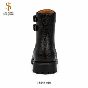 Bottes Tactiques de Défense en Cuir Noir – Fermeture à Lacets Toutes Saisons - Product Image 4