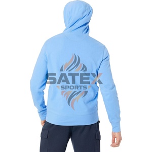 Winter Men's High Quality 100% Cotton Fleece Zipper Hoodie-Solid Color Embroidered 2 Pcs OEM Custom Service Wholesale - Product Image 2