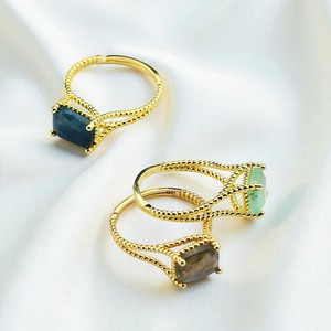 แหวนพลอย Sunstone-แหวนพลอยสี่เหลี่ยมชุบทอง-แหวนบิดบางคุณภาพสูงขายส่ง - Product Image 3