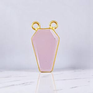 Nouvelle Arrivée En Argent Sterling Cercueil Forme Rose Quartz Gemme Double Bail Fabrication De Bijoux Connecteur Offre Limitée En Vrac En Gros - Product Image 1