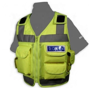 Gilet de sécurité multifonctionnel haute visibilité réfléchissant avec fermeture éclair avant, couleur et logo personnalisables, pour guide canin tactique et agent de sécurité - Product Image 1
