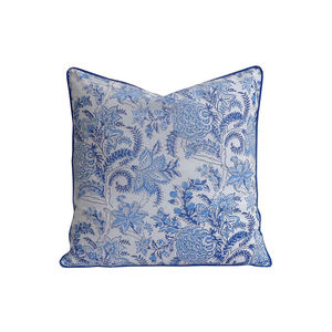 Superventas exquisito bloque de mano impreso 100% funda de cojín de algodón almohada patrón de tejido Floral con cojines de tiro de tubería - Product Image 3