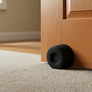 Butoir de porte en caoutchouc noir avec fixation par cheville, hauteur 30 mm, diamètre 18 mm, lot de 100 - Product Image 3