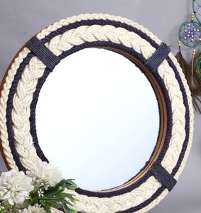 Miroir mural en corde ronde-Miroir en corde de jute nautique, grand miroir mural - Product Image 2