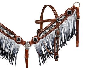Belle selle anglaise Western cuir cheval Tack usiné à la main collier de poitrine Headstall & Bridle Horse Halters Style pour cheval - Product Image 1