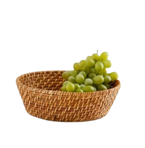 Articles de fête et cadeaux pour la maison Bol à fruits rond en rotin Couleur marron Plats de rangement Ustensiles de cuisine Bol de service alimentaire en rotin - Product Image 2