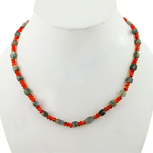 Collier pour femme en labradorite et cornaline, bijoux élégants en pierres précieuses de cristal - Product Image 2