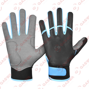 Guantes de béisbol profesionales personalizados Guantes de puño corto de cuero de vaca negro completo para entrenamiento duro - Product Image 5